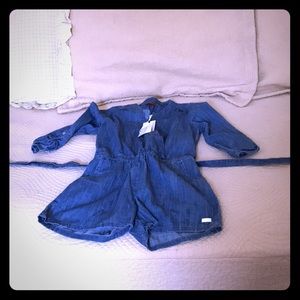 Denim romper size small women’s/ large child